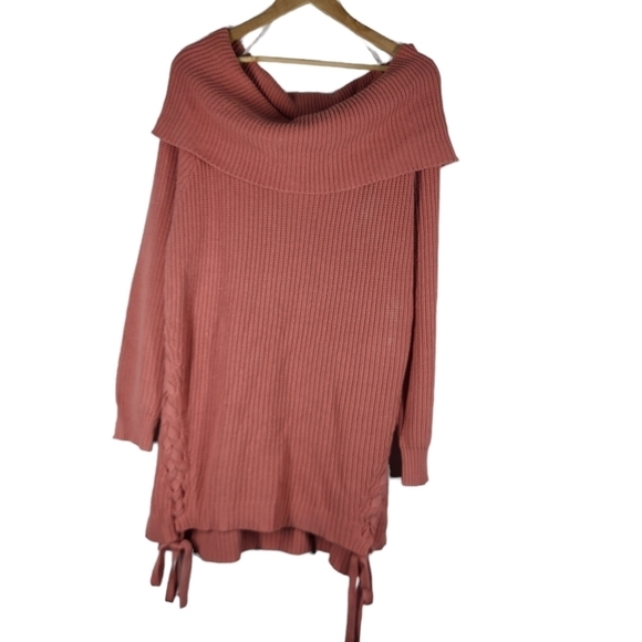 City Chic Pink Mauve XL Off The‎ Shoulder Sweater - Picture 1 of 4